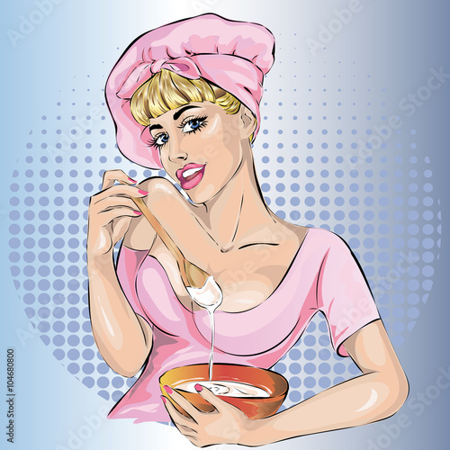 Plakat na zamówienie Pin-up cook woman