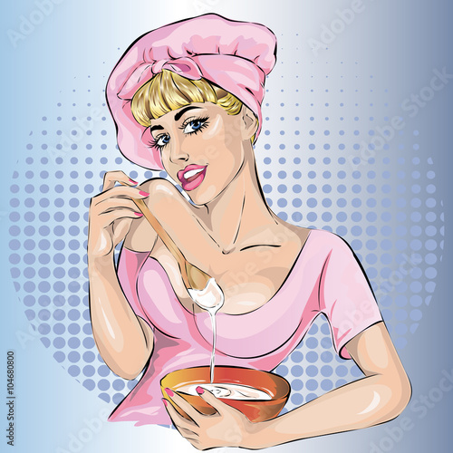 Naklejka na szybę Pin-up cook woman