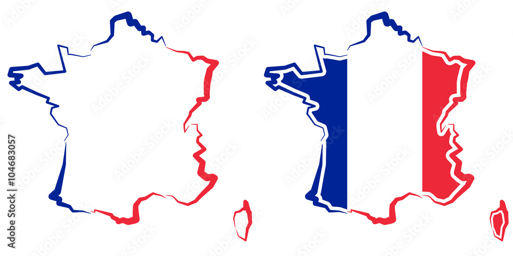 Mapa Francji - kontur - barwy  - obrazy, fototapety, plakaty 