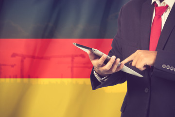 business and mobility communications concept Germany Flag backgr