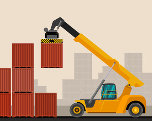 Wall Mural - Reach stacker with container