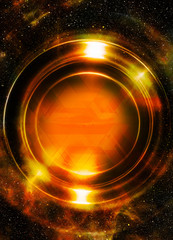 Aufkleber - Light circle and cosmic space. With light triangle structure. Copy space.