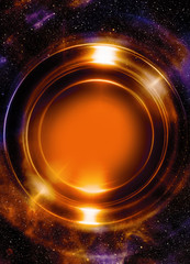 Aufkleber - Light circle and cosmic space. With light triangle structure. Copy space.