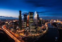 Moscow City (Moscow International Business Center) At Night, Russia
