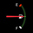 Fuel gauge shows half full 