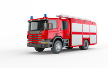 Red Firetruck Isolated On A White Background