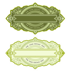 Wall Mural - two royal green banners or frames from floral pattern isolated on white