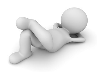 Leinwandbilder - 3d man lying down and thinking isolated on white floor background