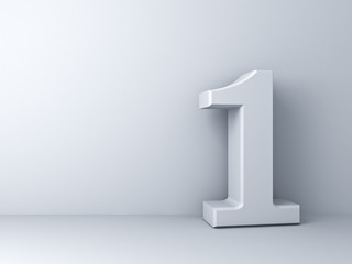 3d number one over white background