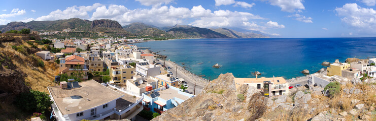 Sticker - Panoramic cityscape of Paleochora, Crete, Greece