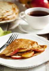 Poster - Crepes with apple and caramel sauce