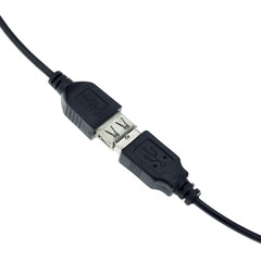  black usb plugs connect isolated on a white background