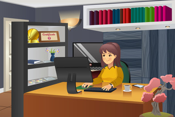 Wall Mural - Female Programmer Working at Home