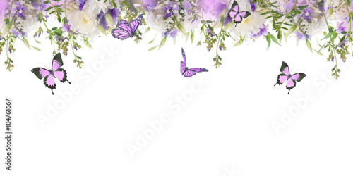 Plakat na zamówienie Bridal bouquet from white and pink flowers, butterfly