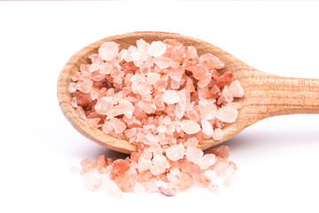 himalayan pink salt isolated on white