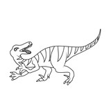 Fototapeta Dinusie - Coloring book: Velociraptor dinosaur