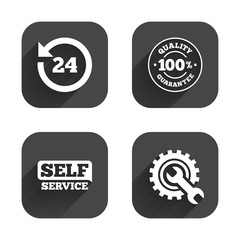 Repair fix tool icons. Customer service signs.