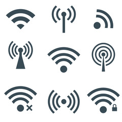 Vectvor black wireless icons set