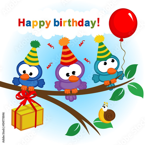 bird celebrating birthday - vector illustration, eps Stock Vector ...