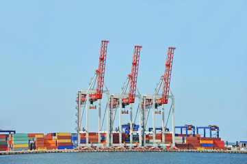 Port cargo crane and container