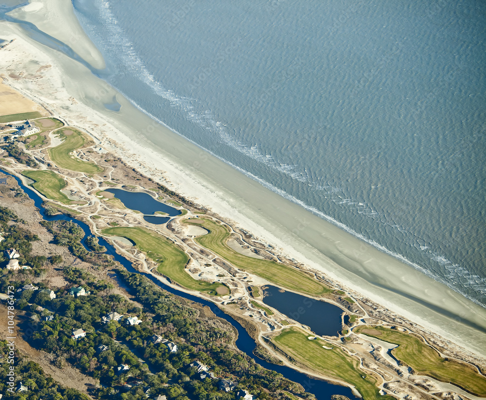 golf course on the ocean Stock Photo | Adobe Stock