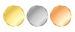 Simple vector template gold, silver, bronze medals for stamps or coins