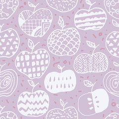 Apple doodle seamless pattern