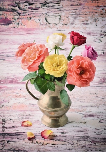 Naklejka na kafelki Roses. Roses of love. Photo of roses,roses on wood background. Beautiful roses, roses gift.