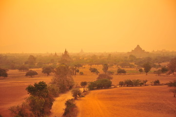 View Point of Old Pagodas in Bagan, Myanmar