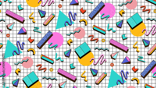 Obraz na plátně Illustration for hipsters Memphis style.