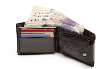 leather wallet with cash