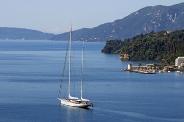 Wall Mural - sailboat sailing Corfu island Greece