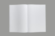 Opened A4  book or catalog or magazine isolated on gray backgrou
