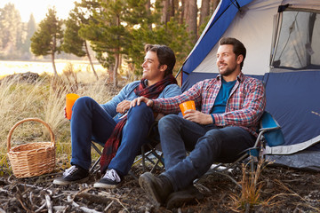 Wall Mural - Male Gay Couple On Autumn Camping Trip