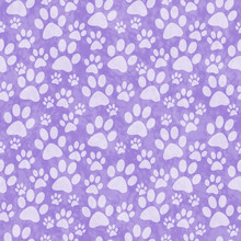 Purple Doggy Paw Print Tile Pattern Repeat Background