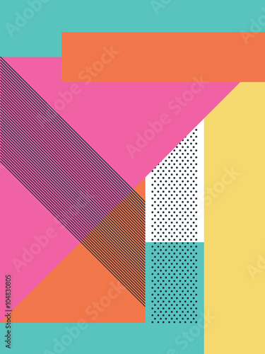 Tapeta ścienna Streszczenie retro 80-ty tło z geometrycznych kształtów i wzór. 