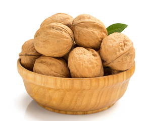 Wall Mural - walnuts in bowl on white