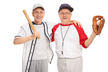 Sticker - Two senior men in baseball sportswear