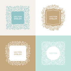 Aufkleber - Vector set of floral monograms and logo design templates in tren