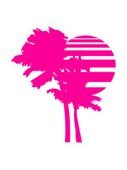 2 palm beach beautiful shape pattern design outlined umrandung sun sunset night evening sunrise morning silhouette pink miami