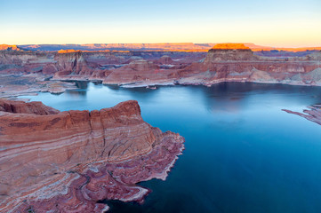 top view of lake Powell and Glen Canyon in Arizona