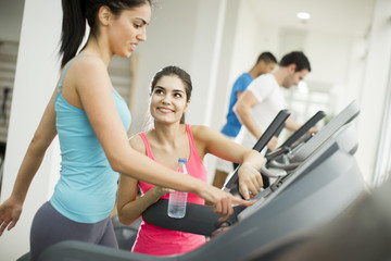 Wall Mural - Young people training in the gym