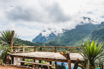 The gap in the great smoky mountain in morning, Peak of Doi Luang Chiang Dao montains is a 2,175 m high mountain in Chiang Mai Province, Thailand