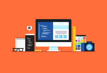 Web development. Flat design modern vector illustration concept.