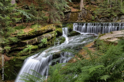 Fototapeta na wymiar Szklarka waterfall in Giant Karkonosze mountains