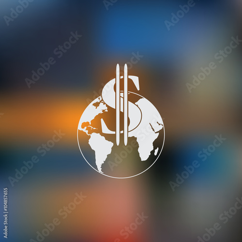 Dollar Currency Symbol With World Globe Icon Buy This - 