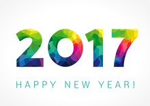 2017 New Year Color Card. Happy Holidays Card With Color Facet Figures 2017 And Greeting Text