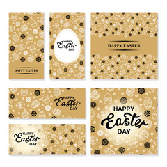 Sticker - Easter ornamental banners set on golden background