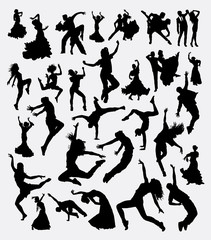 Sticker - Dance man and women bundle silhouette. Good use for symbol, logo, web icon, mascot, sticker, sign, or any design you want. Easy to use.