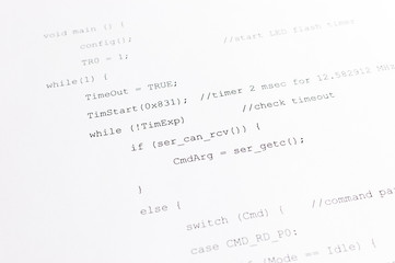 a printout of programming code